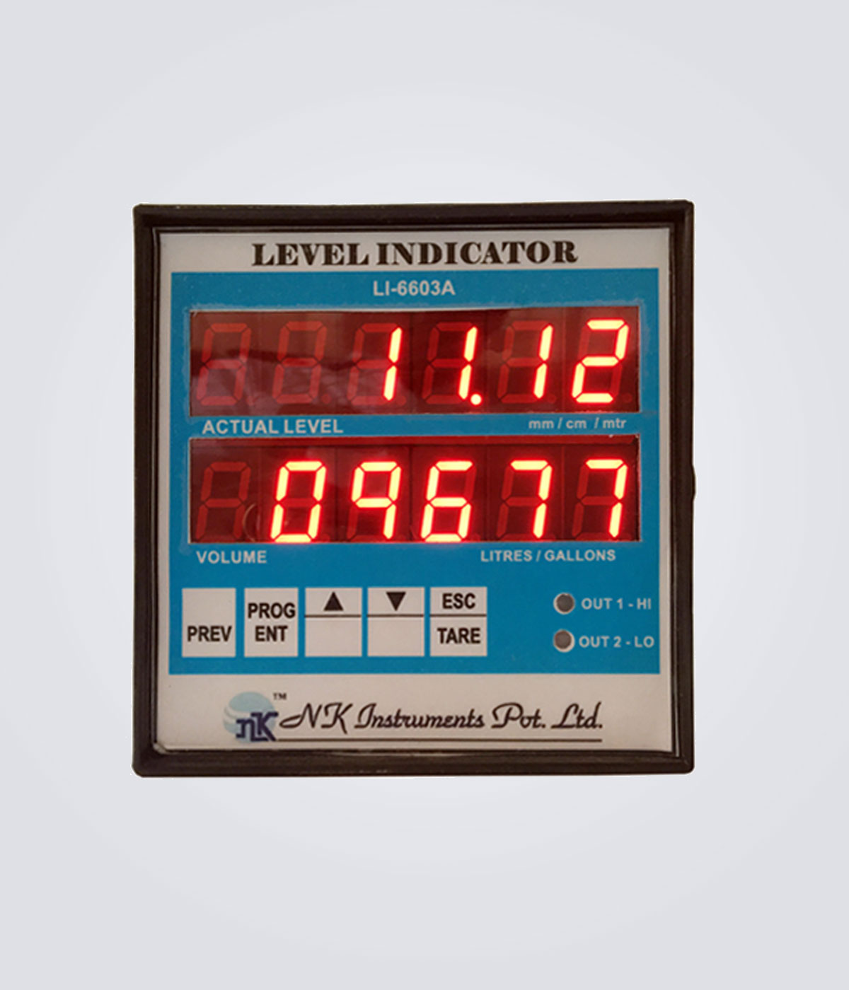 Digital Level & Volume Indicator for Non Linear shaped tank